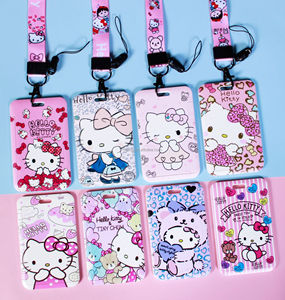 Dễ thương phim hoạt hình sanrios KT mèo chủ thẻ dây buộc chống mất tên huy hiệu xe buýt làm việc ID thẻ Trường hợp với dây buộc - Product Image 3