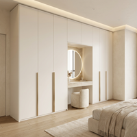 Armoire autoportante moderne en MDF blanc crème, grande capacité, avec coiffeuse, miroir LED réglable, écologique et longue durée de vie
