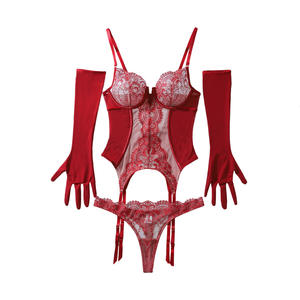 Bodysuit Wanita Seksi 2025 Eropa Amerika Serikat, Perspektif Lintas Negara, Bordir Jahitan Jala, Pembentuk Tubuh, Belahan - Product Image 5