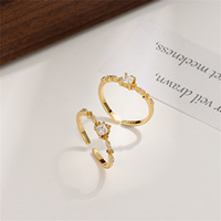VEWANT Bague ouverte ajustable en argent 925 plaqué or 18 carats avec pierres latérales en zircone cubique taille princesse, pour usage quotidien, travail, cadeaux d'anniversaire