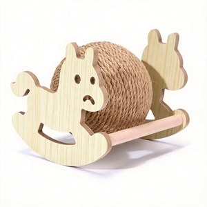 Balle griffoir en bois pour chat avec corde de sisal, jouet interactif pour animaux de compagnie, mobilier d'intérieur pour le nettoyage des griffes - Product Image 1