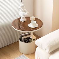 Table basse en métal de style nordique moderne et créatif avec plateau en bois d'hévéa et rangement pour salon, chambre à coucher, coin ou table de chevet