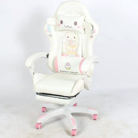 Chaise de jeu rose en cuir pour fille, confortable pour une longue séance, chaise pivotante inclinable à hauteur réglable pour influenceur à domicile