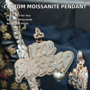 Colgante de Plata de Ley 925 con Moissanita VVS de Corte Brillante, Certificado por Terceros, Chapado en Oro Rosa, Estilo Hiphop de Lujo - Product Image 2