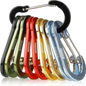 Tùy chỉnh Laser khắc logo D hình dạng 2.7in nhôm Carabiner dây cổng Snap móc chiến thuật Bạc clip móc CC5 Carabiner