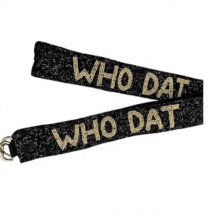 CRYSTAL CRAFT Vintage Eco-Friendly Beaded for Dat <b>Strap</b> Fashionable Trendy Black <b>Webbing</b> Handbag Accessory - Product Image 1