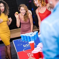 12/16/18 OZ. Gobelets jetables en plastique PP à double paroi, personnalisables rouge/blanc et bleu/blanc, qualité durable, pour fêtes et plats à emporter