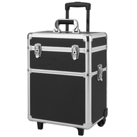Valise à roulettes portable en aluminium pour technicien(ne) ongulaire, avec fermeture éclair, boîte de rangement professionnelle pour maquillage, tiroirs et roues |   OEM disponible