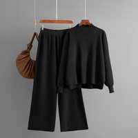 Ensemble pull décontracté ample et jupe au-dessus du genou en nylon/coton uni de style européen et américain pour femmes