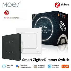 Interruptor de Luz Inteligente ZigBee Serie Star <span class=keywords><strong>Ring</strong></span> de MOES con Control por Aplicación, Compatible con <span class=keywords><strong>Alexa</strong></span> y Google Home, Regulador de Intensidad de 1-3 Canales - Product Image 1