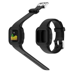 Bracelet de montre en silicone de couleur unie avec boucle en acier argenté pour GarminFit JR3 Garmin <span class=keywords><strong>Vivofit</strong></span> JR <span class=keywords><strong>3</strong></span>, rouge, facile à installer, bracelet pour enfants - Product Image 3