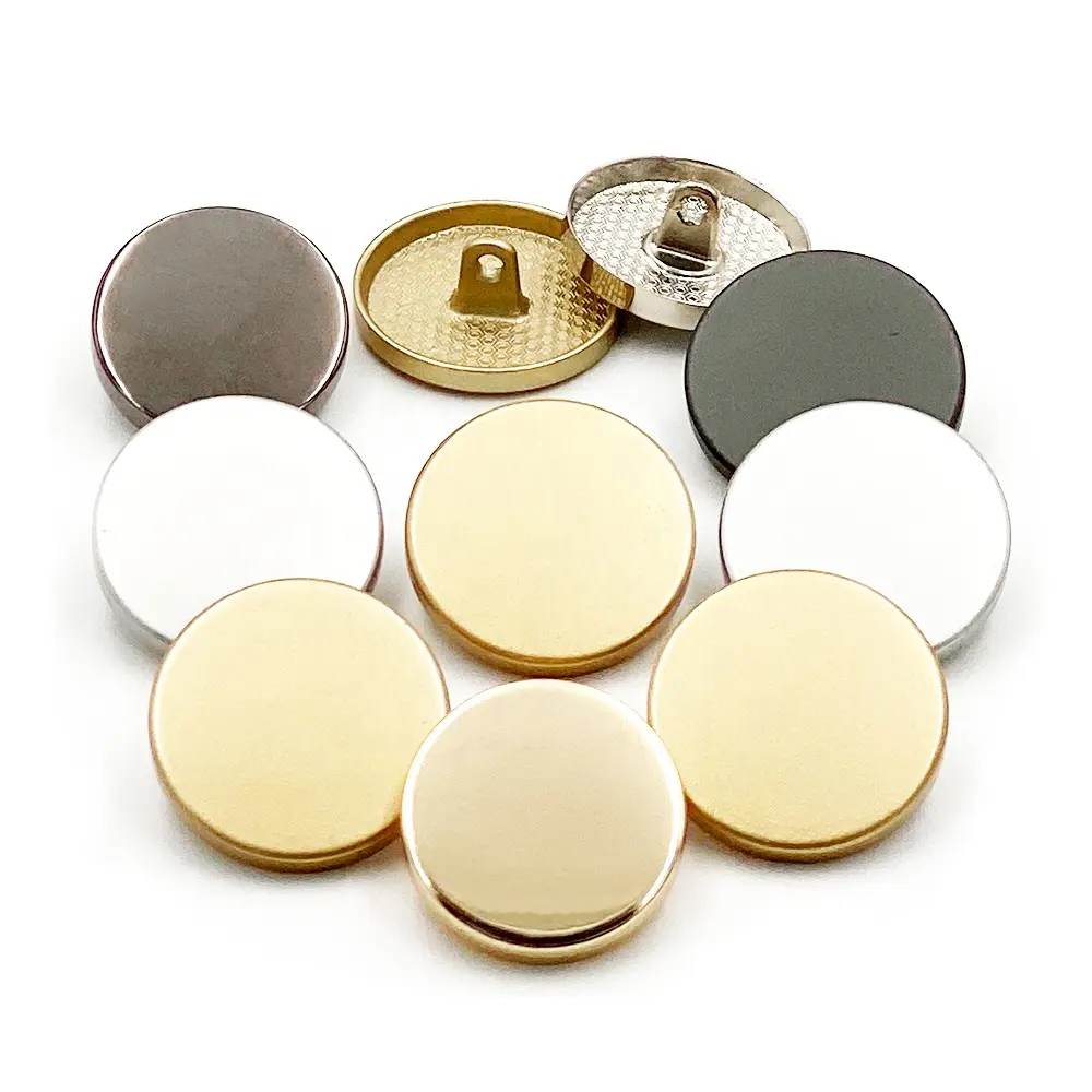 Xinpeng Buttons Round Matt Gold Custom Flat Around Shank Metal Button For Coat
