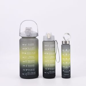 Ensemble de 3 bouteilles d'eau avec paille, personnalisables, sans BPA, en plastique, pour la gym, avec messages de <span class=keywords><strong>motivation</strong></span> - Product Image 5