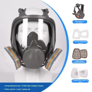 6800 Gasmaske Silikon Voll gesichts maske Aktivkohle filter Sprüh farbe Chemisches Pestizid Brand bekämpfung Staub dicht Wieder verwendbar - Product Image 5
