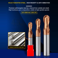 Fraise à bille en acier au tungstène HRC55 à 2 dents, profilée en arc R0.5-R10mm, fraise à bout sphérique CNC en carbure avec revêtement Altin