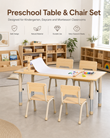 COMPANY Mobilier scolaire moderne en bois massif pour l'école maternelle, table et chaise réglables en hauteur, ergonomiques et écologiques pour la maternelle