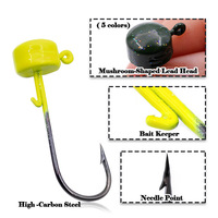 Hameçon Ned Rig Jig Head Finesse pour leurres souples, en acier haute teneur en carbone, à large ouverture, pour la pêche au bar en eau douce, tête cylindrique 3-7g