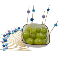 100 pièces bleu violet étoile salade bambou bâton Cocktail décoration cure-dents mariage fête d'anniversaire