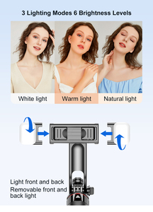 TOKQI-C12d Nouveau produit 2024 Détachable avec double éclairage intégré Conception de <span class=keywords><strong>pied</strong></span> extra long Tré<span class=keywords><strong>pied</strong></span> pour selfie - Product Image 5