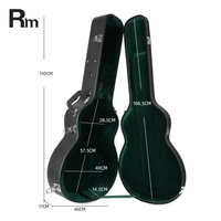 Étui de guitare acoustique personnalisé en bois massif avec revêtement en cuir noir, étui rigide étanche avec fermeture à verrouillage et quincaillerie chromée, guitare GA
