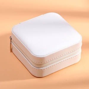 Portable Travel Jewelry Storage Box Handmade square Mini Jewelry Case in Pu Leather and Velvet with Custom Logo - Product Image 6