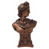 Statue de buste en résine vintage, couleur Bronze frotté, grec, Apollo God