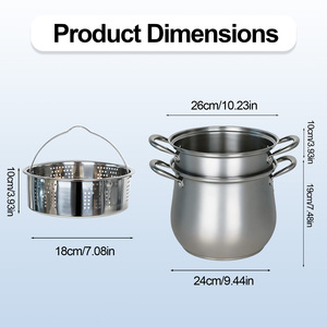 Kitchen Soup <b>Steamer</b> Pot Set Stainless Steel Cooking Pot Set Cookware Sets with 2 Layer Metal Material Stainless Steel <b>Steamer</b> - Product Image 4