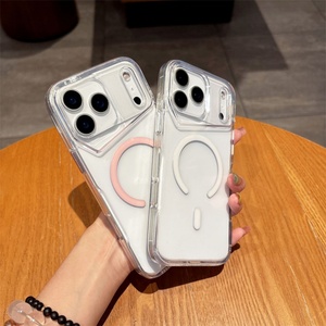 เคสโทรศัพท์มือถือแบบใสแม่เหล็กแฟชั่น สำหรับ iPhone 17 11 12 13 Pro Max 16 Plus 17 Air พร้อมปุ่มโลหะ ป้องกันด้านหลัง - Product Image 6