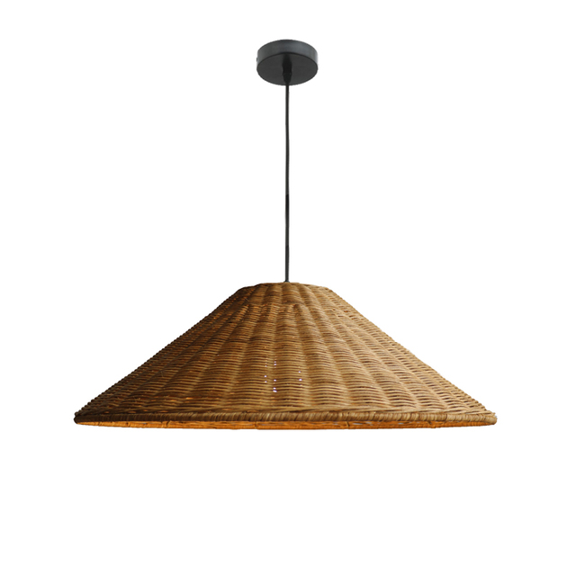 Hand-Worked Wicker Chandelier Farmhouse Rattan Woven Pendant Light Bamboo Basket Lamp