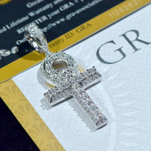 Joyería fina Regalos de hip-hop Plata de Ley 925 Santo cristiano Hombres Mujeres Gra Moissanite Colgante Cruz - Product Image 5