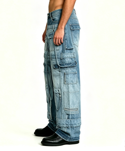 SOONREE Jeans de Hombre Desestructurados Extremos, Pantalones Vaqueros Desgarrados de Doble Cintura, Jeans de Mezclilla Estilo Rockstar, Venta al por Mayor - Product Image 2