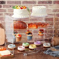 Vitrine de boulangerie en acrylique, vitrine à 3 niveaux pour comptoir à pain, pâtisserie, gâteau, beignet, biscuit, pour fête au détail