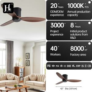 Panneau de ventilation moderne de 52 pouces avec pales en bois noir pour un usage domestique. Télécommande de ventilateur de plafond encastré personnalisée - Product Image 4