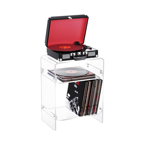 Modern Eco-Friendly Clear Acrylic <strong>Record</strong> <strong>Player</strong> <strong>Table</strong> with Storage Shelf Green Nightstand - Product Image 6
