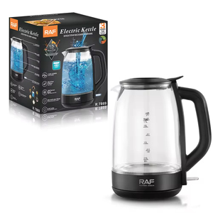 Bouilloire électrique thermostatée en verre avec anneau lumineux bleu, intérieur sans BPA, 2,0 L avec lampe LED - Product Image 6