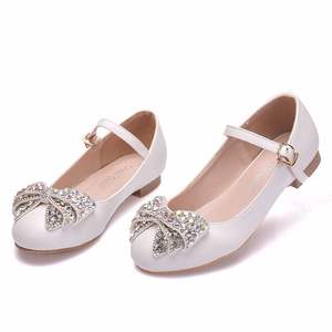 Zapatos de vestir para niñas zapatos de princesa con purpurina flor Mary Jane tacones bajos fiesta boda graduación calzado para niños pequeños - Product Image 1