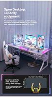 Ensemble table et chaise de jeu Suessen 2024, blanc pur, pieds en métal en forme de C, bureau d'ordinateur polyvalent pour la maison, e-sport, élégant et de style exécutif