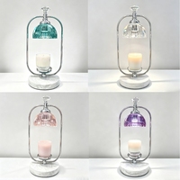 Lampe chauffe-bougie de luxe en cristal K9 multicolore à intensité variable, base en marbre, cadre métallique, pour fondre la cire, décoration maison, mariage, Noël, cadeau