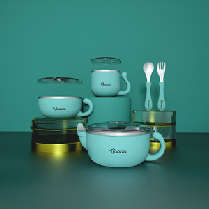 Baode Children's Tableware Set 361 Stainless Steel Bowl Milk Cup Cutlery <b>Kids</b> <b>Dining</b> - Product Image 1