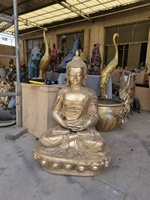 Sculpture en bronze conçue sur mesure Statue de bouddha oriental grandeur nature en cuivre vieilli modèle d'artiste imprimé peint antique moderne
