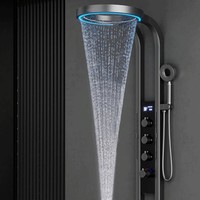 Colonne de douche intelligente domestique avec éclairage annulaire, jet de pluie supérieur, affichage numérique, douchette à main, fixation murale OEM