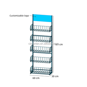 סופרמרקט מדף פירות וירקות מתלה רשת תליית מדפים תצוגה עם גלגלים צ 'יפס חטיף תצוגת מתלה - Product Image 4
