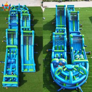 Parcours d'obstacles gonflable commercial en PVC bleu de 0,55 mm pour jeux aquatiques - 15x4m, capacité de 20 personnes, garantie de 3 ans - Amusement et fitness pour tous - Product Image 2
