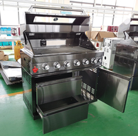 Barbecue en acier inoxydable au gaz certifié CE, 6 brûleurs, sans fumée, couleur noire, pour l'extérieur