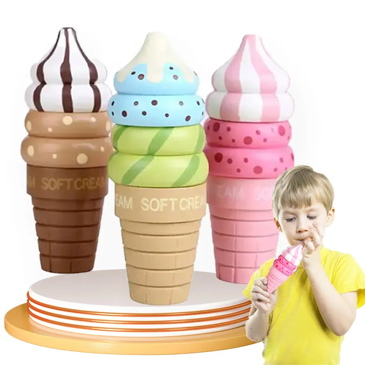 男の子と女の子のための木製のふり遊びキッチンおもちゃアイスクリームおもちゃデザート