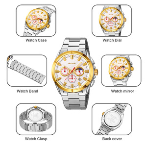 Reloj cronógrafo redondo para hombre, reloj de pulsera de lujo de acero inoxidable, reloj de cuarzo resistente al agua 30M - Product Image 2