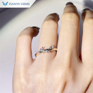 Tianyu Briljant Marquise Lab Diamond Hpht Bruids Verlovingsring Bands Laat Massief Geel Goud 10K 14K 18K Bruiloft Sieraden Ring - Product Image 2