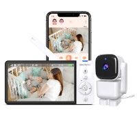 Caméra de surveillance pour bébé Abm720s, vente en gros, OEM, 5 pouces, 1080p, Wifi, PTZ, audio bidirectionnel, vision nocturne infrarouge, détection sonore, contrôle par application