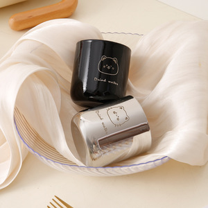 Tazza da Viaggio Personalizzabile in Acciaio Inox da 250ml Color Crema con Motivi di Gatti/Cani, Ecologica per Regali Aziendali - Product Image 5