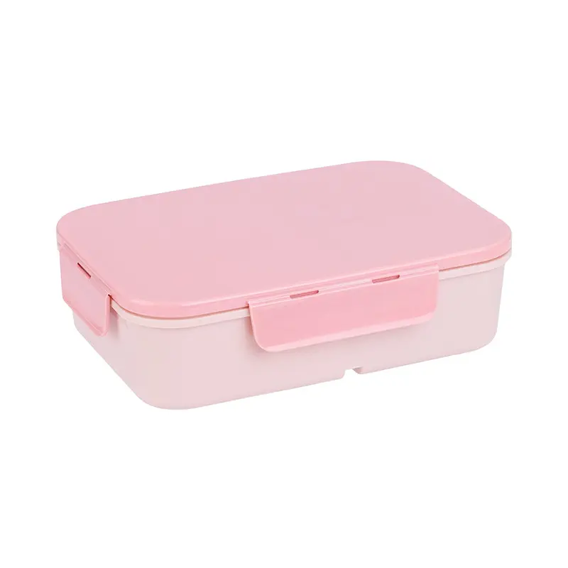 Wholesale 1.2L Plastic Microwavable Rectangular 3 Grids Lunch Box, Food Bento Container with Cutlery Set
